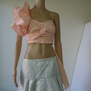 NWT Hashtag Fashion Striped Crop Top Size S M